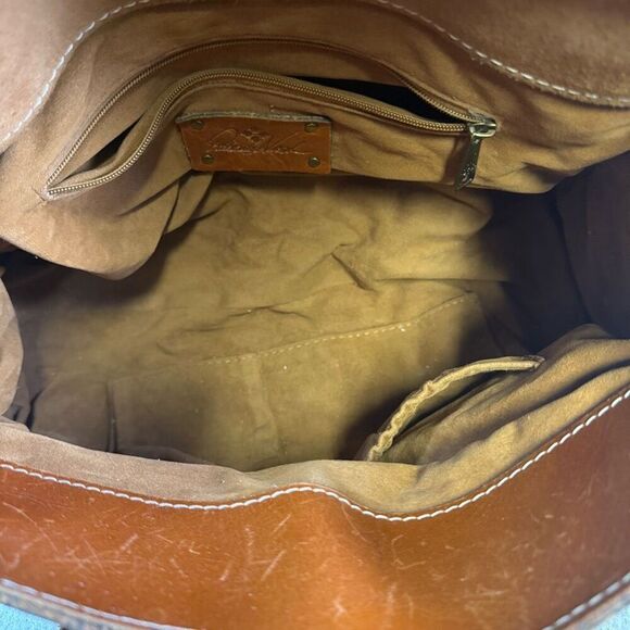 Patricia Nash Tan/Brown Vienna Satchel Leather Large Bag Purse - Picture 4 of 14